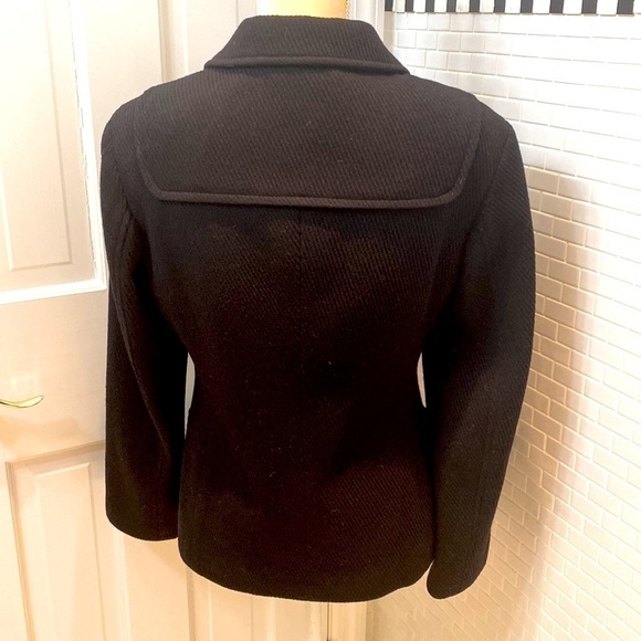 Anne Klein black wool jacket with toggle button closure. Herringbone weaveSize S - Picture 3 of 13
